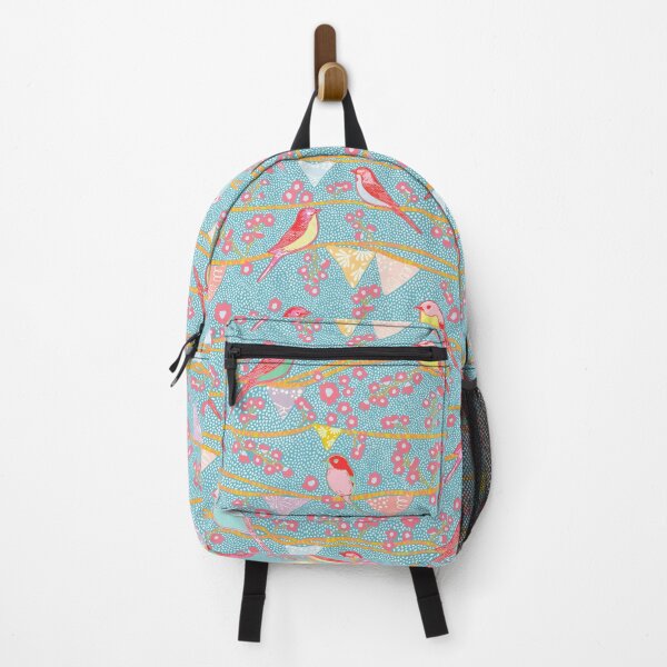 Item preview, Colorful Retro Songbirds and Bunting on Teal designed and sold by MindFulStudios.