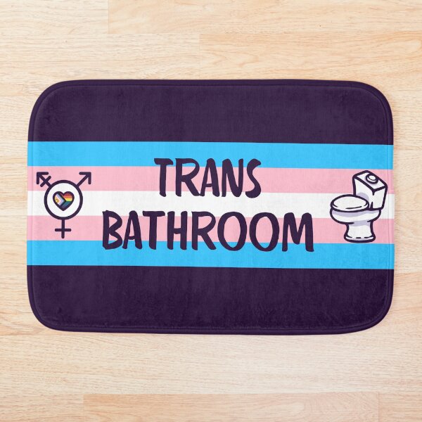Item preview, Trans Bathroom long version with transgender symbol and Progress Pride flag heart 1 designed and sold by Rainbow Nebula 7000.