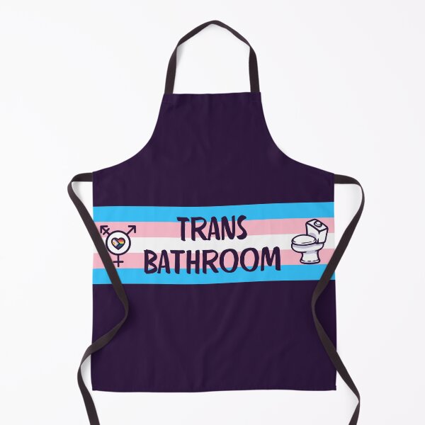 Item preview, Trans Bathroom long version with transgender symbol and Progress Pride flag heart 1 designed and sold by Rainbow Nebula 7000.