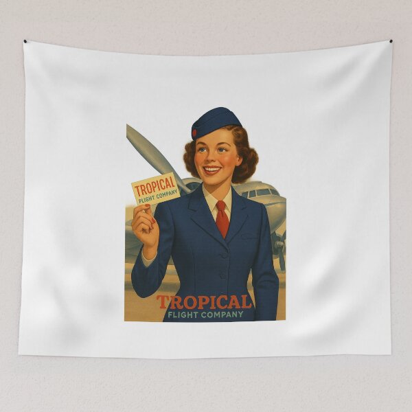 Item preview, Retro Airline Stewardess with Ticket – 1950s Vintage Flight Art designed and sold by Fleetwood1994.