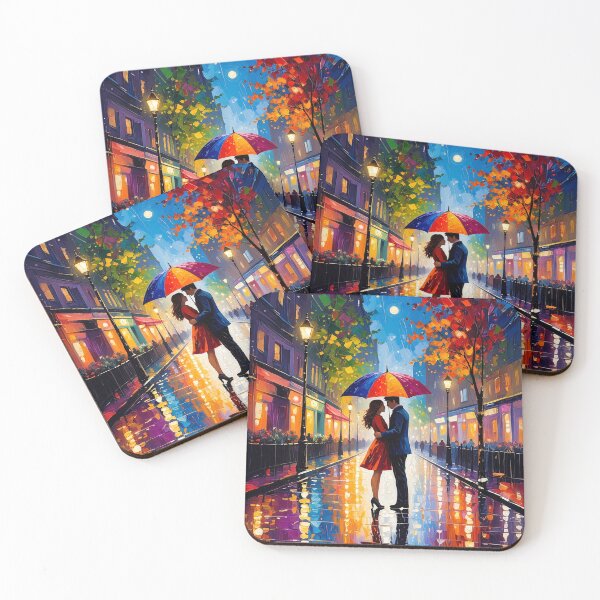 Item preview, Romantic Couple in the Rain designed and sold by ArtFactoryAI.