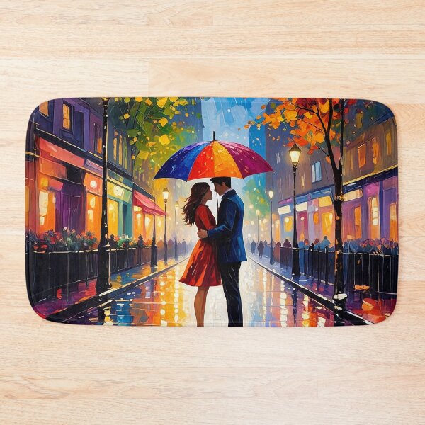 Item preview, Romantic Couple in the Rain designed and sold by ArtFactoryAI.