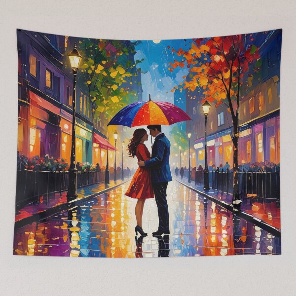 Item preview, Romantic Couple in the Rain designed and sold by ArtFactoryAI.