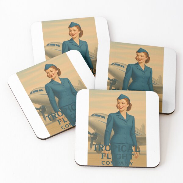 Item preview, Vintage Air Hostess on Tarmac – Retro Plane Art for Aviation Lovers designed and sold by Fleetwood1994.