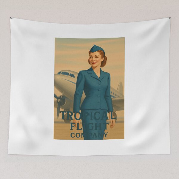 Item preview, Vintage Air Hostess on Tarmac – Retro Plane Art for Aviation Lovers designed and sold by Fleetwood1994.