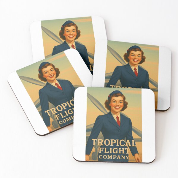 Item preview, Smiling 1950s Stewardess with Airplane – Retro Travel Illustration designed and sold by Fleetwood1994.