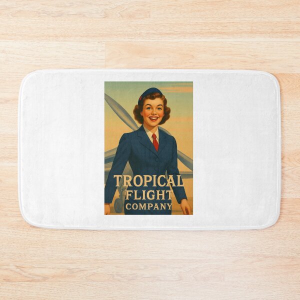 Item preview, Smiling 1950s Stewardess with Airplane – Retro Travel Illustration designed and sold by Fleetwood1994.