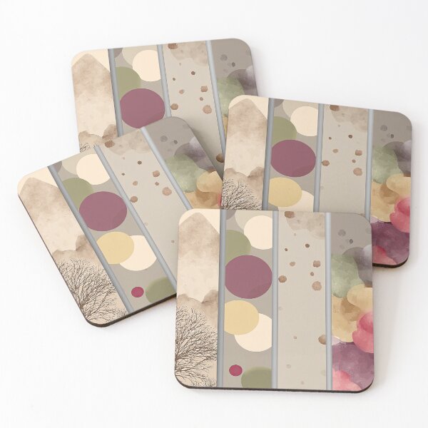 Item preview, Contrasting nature scenes in four beautiful watercolor panels. designed and sold by Piotrek0001.