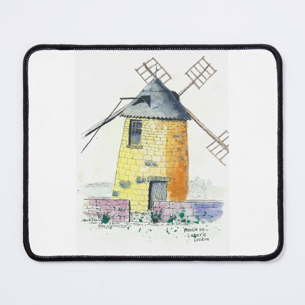 Item preview, Windmill. Pen and watercolor drawing, travel diary in Lozère. designed and sold by Alain DIVINE.