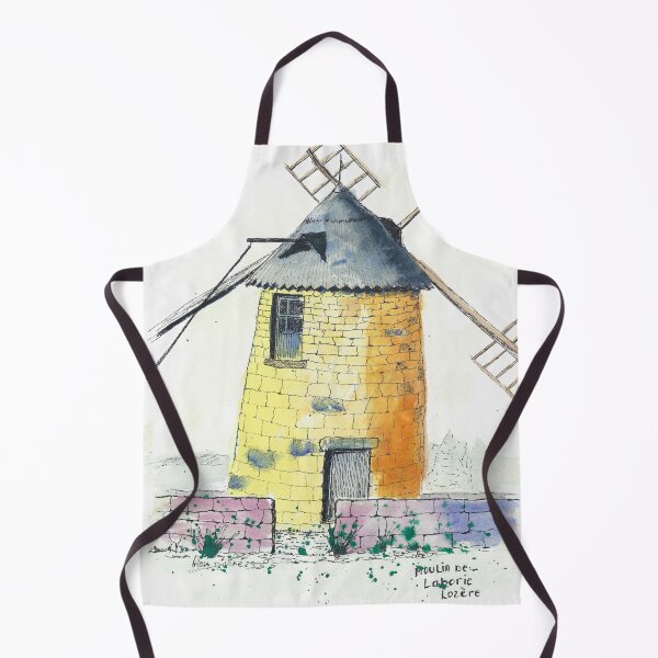 Item preview, Windmill. Pen and watercolor drawing, travel diary in Lozère. designed and sold by Alain DIVINE.