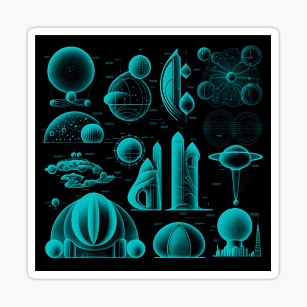 Item preview, Futuristic Sci‑Fi Diagrams Tech Blueprint designed and sold by Jcat7.