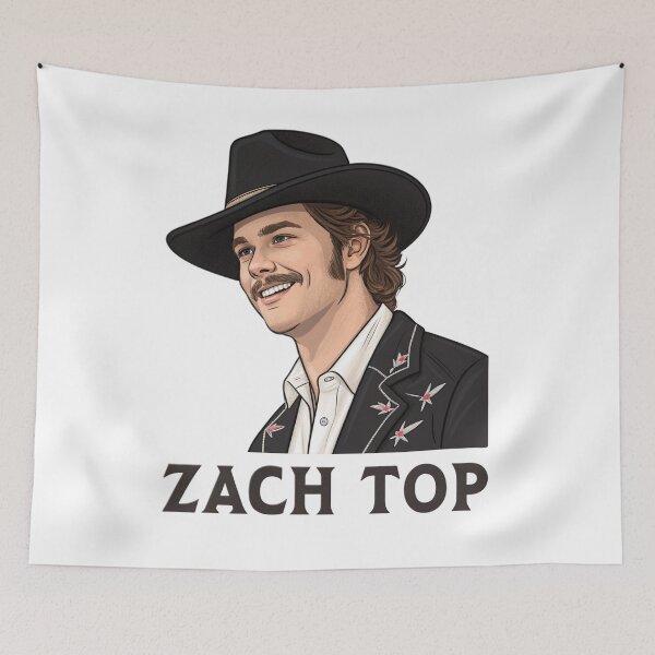 Item preview, Zach Top Country Music Art  Retro Cowboy Portrait Fan Design designed and sold by JayceTucker89.