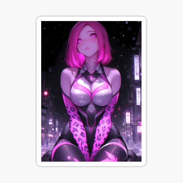 Artikel-Vorschau von Anime Sexy Neon Pink Panther Girl durchstreift die sternenklare Nachtstadt unter futuristischen Lichtern, designt und verkauft von Williamhallano.