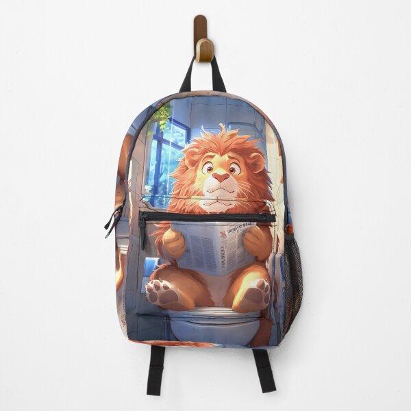 Item preview, Animal Regal Lion Majestically Enjoys Morning News Seated Toilet designed and sold by Williamhallano.