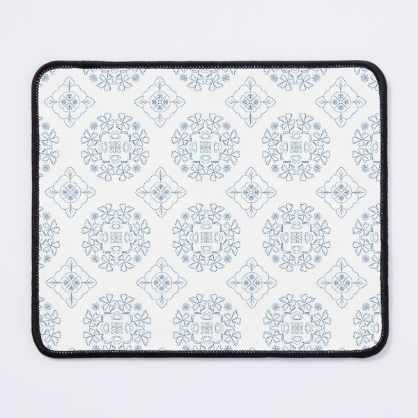 Item preview, Line Art Floral Circle Seamless Pattern in Blue designed and sold by MyYooPIG.