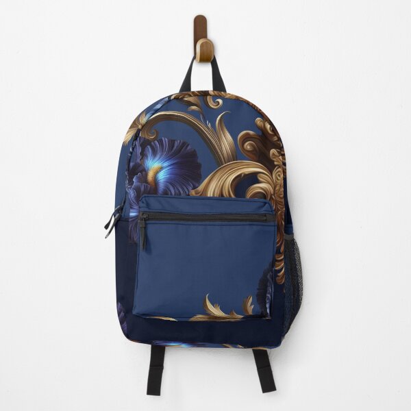 Item preview, Night Iris Baroque – Royal Blue Flowers and Golden Ornaments designed and sold by Arscorart.