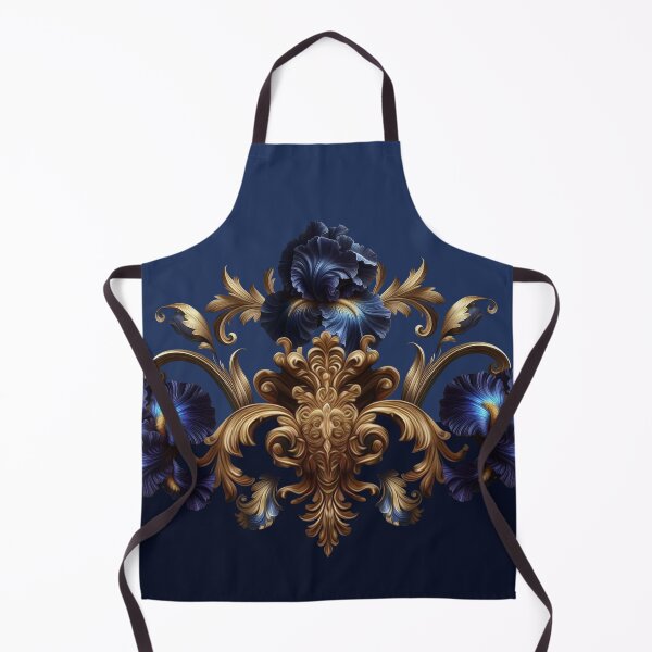 Item preview, Night Iris Baroque – Royal Blue Flowers and Golden Ornaments designed and sold by Arscorart.