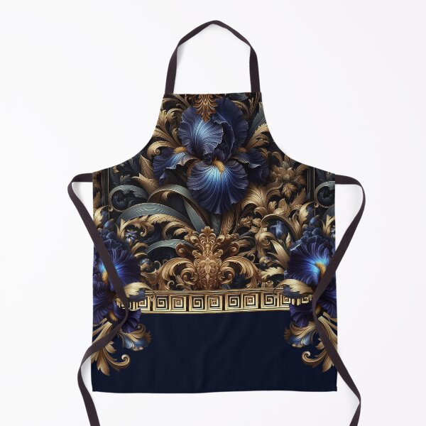 Item preview, Night Iris Baroque – Royal Blue Flowers and Golden Ornaments designed and sold by Arscorart.