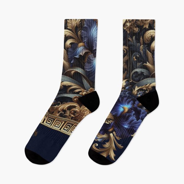 Item preview, Night Iris Baroque – Royal Blue Flowers and Golden Ornaments designed and sold by Arscorart.