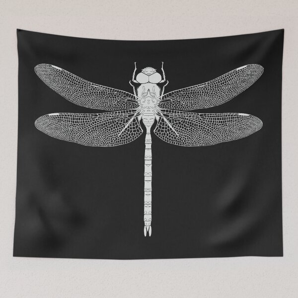 Item preview, White Dragonfly Vector Silhouette Top View Minimal Art designed and sold by FAawRay.