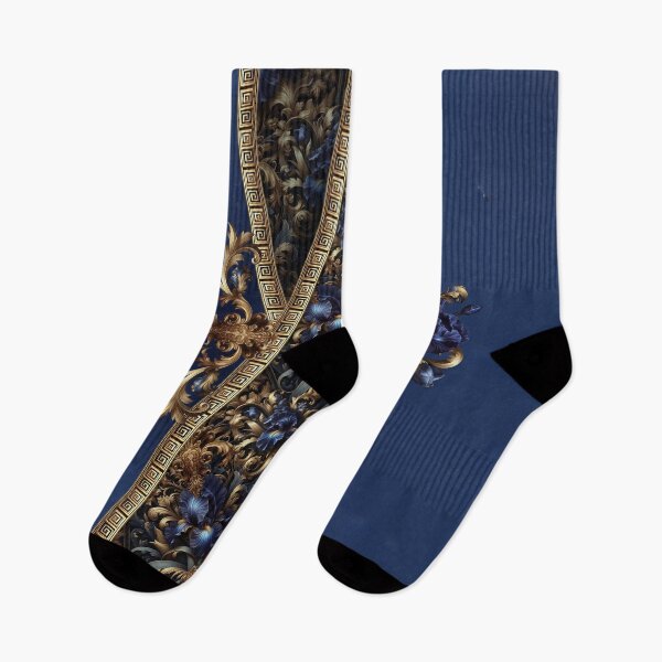 Item preview, Night Iris Baroque – Royal Blue Flowers and Golden Ornaments designed and sold by Arscorart.