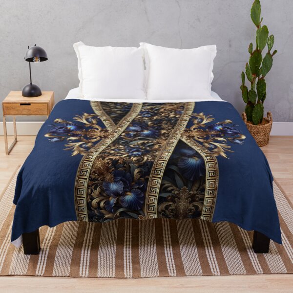 Item preview, Night Iris Baroque – Royal Blue Flowers and Golden Ornaments designed and sold by Arscorart.