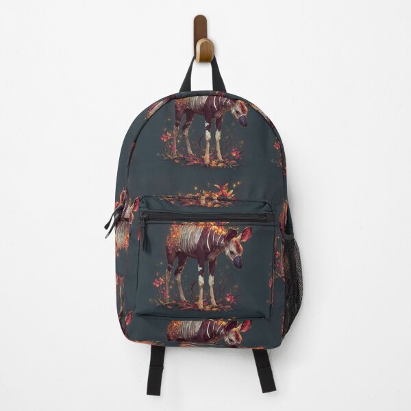 Item preview, Polygonal Okapi with Autumn Leaves and Glowing Lights designed and sold by Anastasiia Yurevych.
