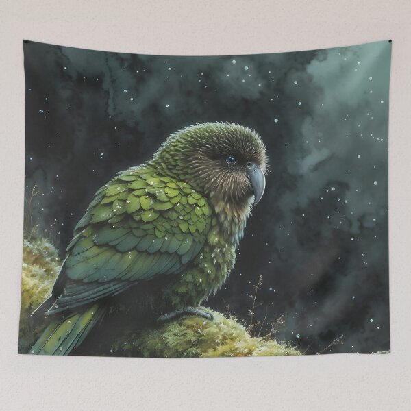 Item preview, Kakapo on Mossy Branch designed and sold by RubisLeaf.