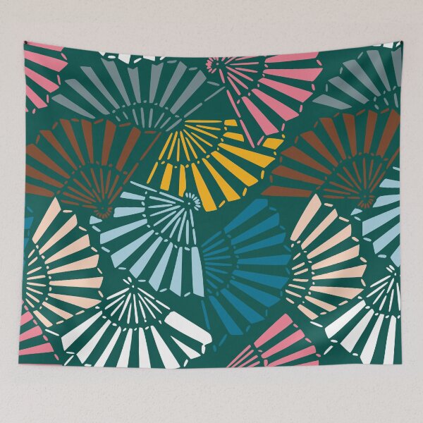 Item preview, Japanese hand fans - seamless vintage pattern designed and sold by Japan Design Prints.