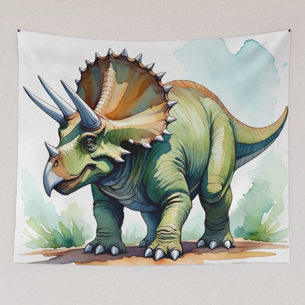 Item preview, Triceratops Dinosaur watercolor art painting designed and sold by Vintage Designs +.