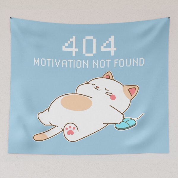 Item preview, 404 Motivation Not Found – Kawaii Sleeping Cat Design designed and sold by NiceHatHarry.