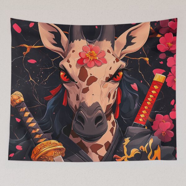 Item preview, Animal Fearless Giraffe Samurai Cherry Blossom Warrior Elegance Majesty designed and sold by bolleykoldl.