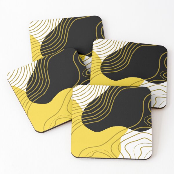 Item preview, Bold Yellow Lines & Black Shape Abstract designed and sold by Coffee Lifestyle.