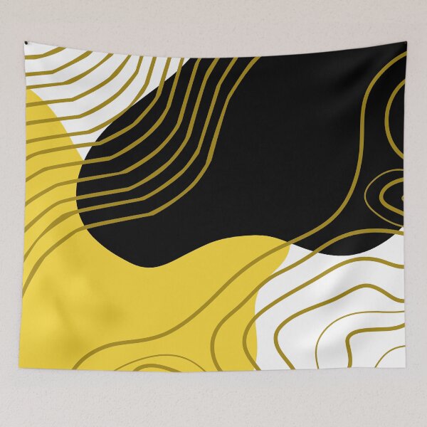 Item preview, Bold Yellow Lines & Black Shape Abstract designed and sold by Coffee Lifestyle.