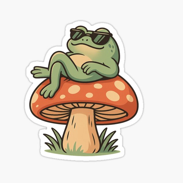 Item preview, Cool Frog on Mushroom designed and sold by Miximondo.