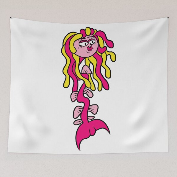 Aperçu de l'œuvre Sirène dreadlock rose et jaune groovy créée et vendue par Webstudio 2Amigos.