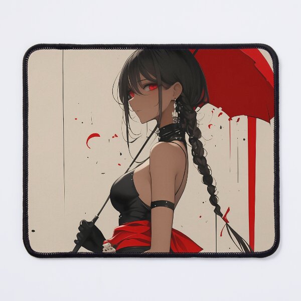 Item preview, Captivating Anime Waifu Elegant Crimson Lady with Umbrella in Gothic Red Rain designed and sold by lassedgkotsij.
