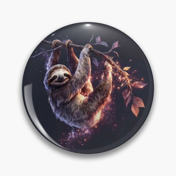 Item preview, Low Poly Sloth Hanging on a Branch with Magical Glow designed and sold by Anastasiia Yurevych.