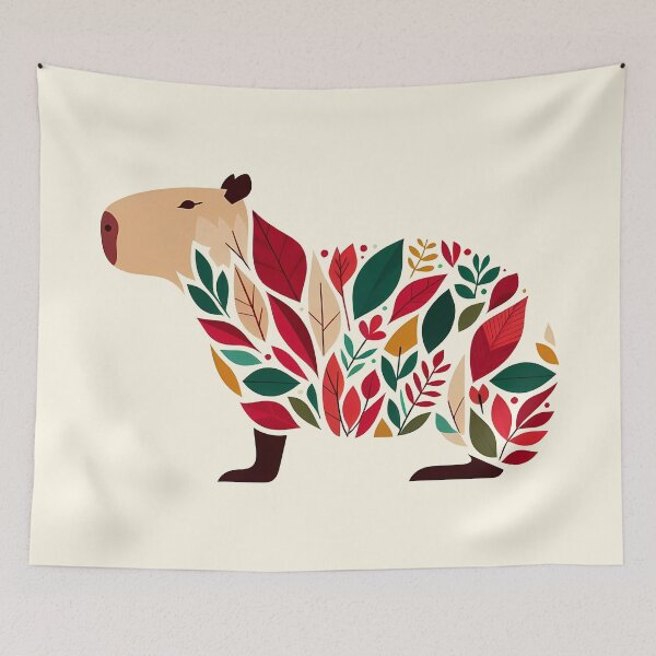 Item preview, Colorful Summer Capybara - Scandinavian Folk Art by heidiannemorris © designed and sold by FOLK ART FUSION by heidiannemorris.