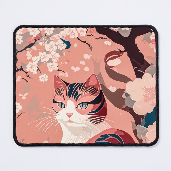 Item preview, Floral Cat in Retro Folk Style designed and sold by mythographiaart.