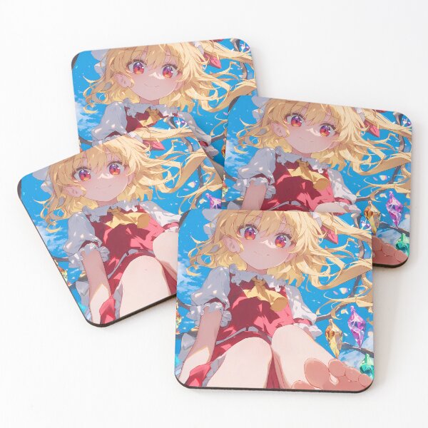 Item preview, Flandre Scarlet Touhou Anime Girl Waifu Whimsical Barefoot Fantasy Sky designed and sold by Cautenjari.