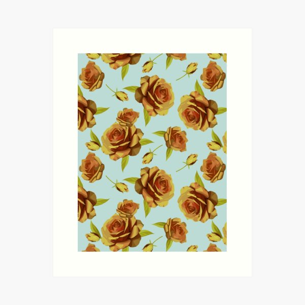 Item preview, Roses Pattern Art On Blue designed and sold by Ayesha Saleem.
