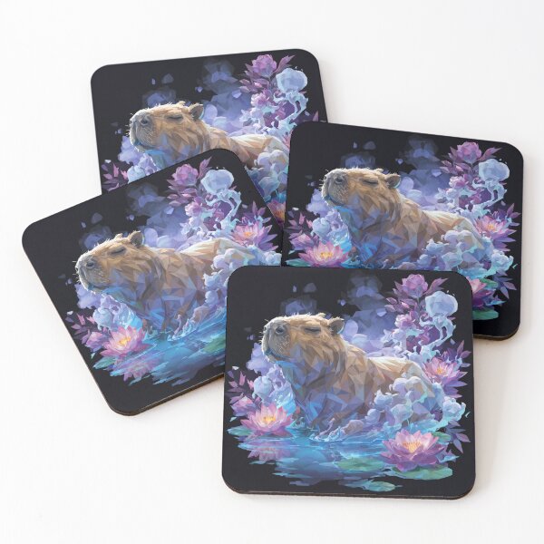 Item preview, Low Poly Capybara in Mystical Pond with Purple Smoke designed and sold by Anastasiia Yurevych.