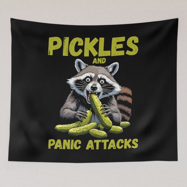 Item preview, Funny Retro Mental Health Awareness Pickles And Panic Attacks Raccoon Lover Pickles Lover designed and sold by Zayavca.