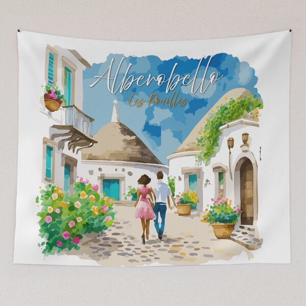 Item preview, Romance in Alberobello – Puglia in watercolor designed and sold by Limmagin.