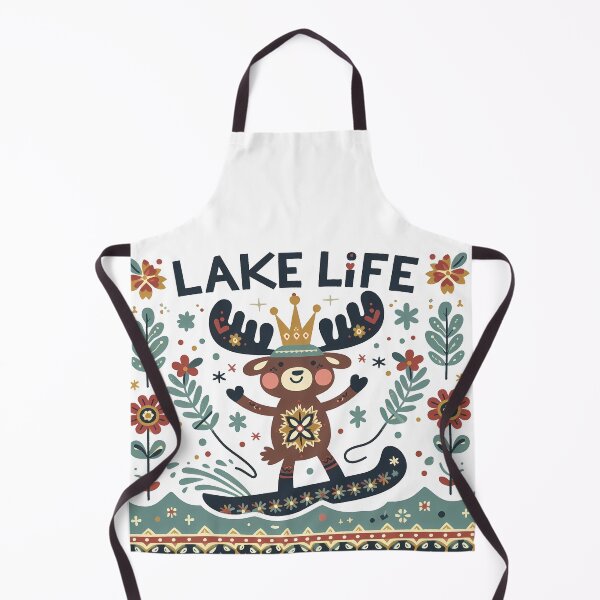 Item preview, Regal Summer Lake Life Moose - Scandinavian Folk Art by heidiannemorris © designed and sold by FOLK ART FUSION by heidiannemorris.
