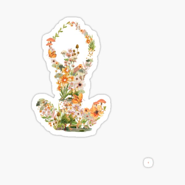 Aperçu de l'œuvre Silhouette de yoga en fleurs de forêt – Art floral doux de la nature créée et vendue par FybosFae.