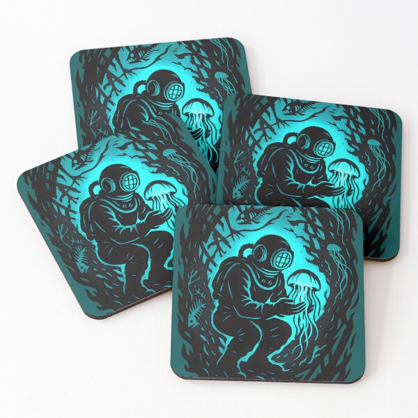 Item preview, Deep Sea Diver Vintage Helmet Bioluminescent Jellyfish Design designed and sold by Shoot-The-Moon.