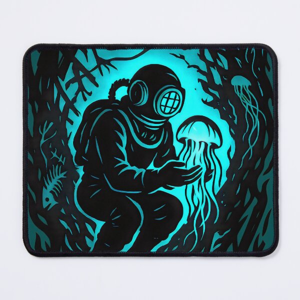 Item preview, Deep Sea Diver Vintage Helmet Bioluminescent Jellyfish Design designed and sold by Shoot-The-Moon.
