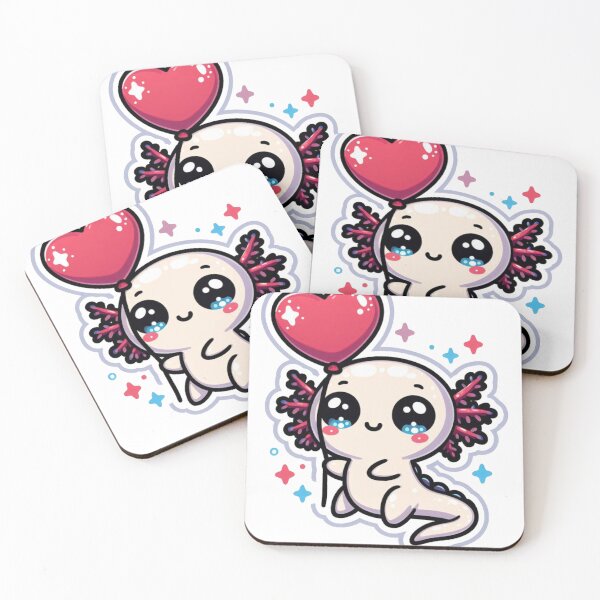 Item preview, Love Floats – Cute Axolotl with Heart Balloon designed and sold by FalistY.